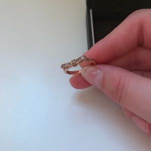 Rose gold pandora bow tie ring